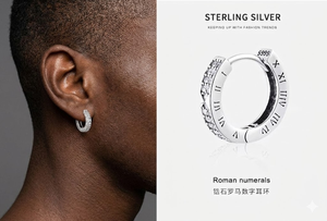 Glimmering Sleek <b>Hinged</b>‑Lock Ear Circles, Sturdy Sterling Silver Snap‑Closed <b>Hoop</b> Ear Adornments Inlaid With Continuous Pave‑Set - Product Image 4