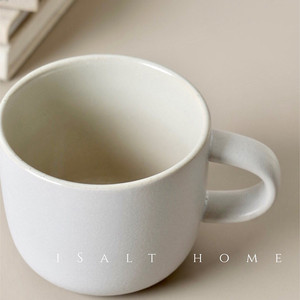 Eenvoudig rotsmotief monochrome strandwit ontbijt koffiemelkbeker enkel oorhandvat zonder deksel huishoudelijk kantoor gebruik Instagram - Product Image 3