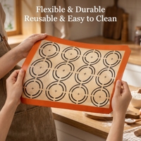 Tapis à macarons en silicone non poreux personnalisé en gros avec bordure orange en fibre de verre, anti-déformation, facile à démouler