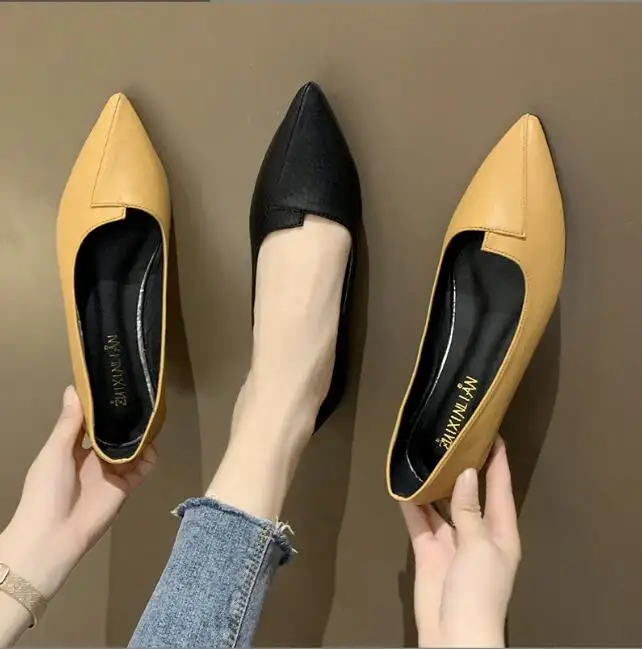 2023 New Taoxi Popular New Fashion Latest Woman Casual Flat Shoe Spring Flat Pointed Toe Ladies Shoes