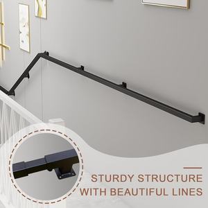 Gorssen - Soportes de Pared para Pasamanos de Hierro Negro de 400 cm, Minimalistas, para Escaleras, Áticos, Pasillos, Villas y Lofts - Product Image 5