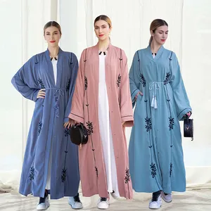 2024 New High Quality Hot Selling Latest Embroidery Cardigan Abaya For Ramadan Muslim Women Dubai Modest Abaya Designs