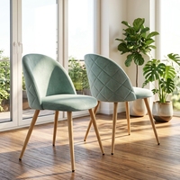 Chaise de salle à manger en velours avec pieds en bois à transfert thermique, cadre en bois peint moderne, mobilier minimaliste pour la maison et les restaurants
