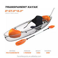 Kayak transparent pour la pêche en lac sauvage, deux adultes, panneau en PC renforcé de 6 mm, capacité de charge de 200 kg