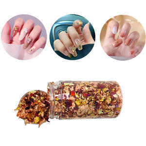 เกล็ดใบไม้หลากสี เกล็ดทองเลียนแบบอิตาลี สำหรับตกแต่งเล็บ งานฝีมือ DIY กระดาษทองแตกหลากสี - Product Image 5