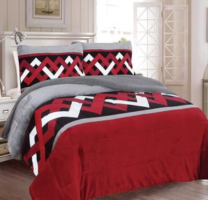 Nouveau Ultra Doux Queen Size Lourd Épais 3pcs Borrego Sherpa <span class=keywords><strong>Couverture</strong></span> Ensemble Écologique Couette ensembles Couvre-lit <span class=keywords><strong>couverture</strong></span> - Product Image 1