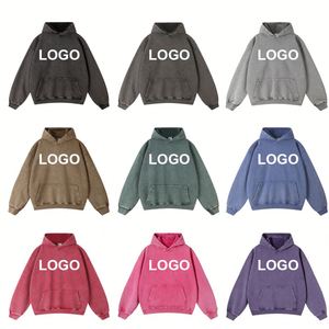 Sweat-shirts d'hiver personnalisés avec logo, effet délavé, grande taille, avec poche kangourou, pour hommes - Product Image 2
