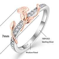 LULUFOCUS Classique Bagues anti-stress rotatives en argent sterling plaqué or rose 18 carats avec zircon, taille personnalisable, pour mariages
