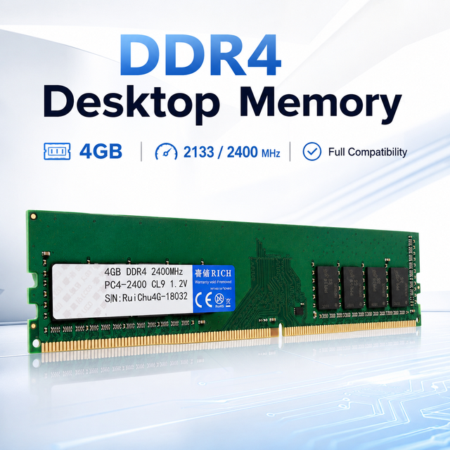 RuiChu DDR4 4GB 2133MHz 2400MHz Desktop RAM Memory Module PC4-17000 288PIN DIMM for PC Computer Upgrade Stable Office Gaming RAM