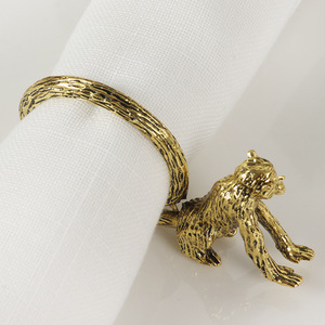 Nhà Máy Bán Buôn Vàng Bạc Động Vật Khỉ Kim Loại Khăn Ăn Kẽm Hợp Kim Khăn Ăn Nhẫn Cho Bàn Ăn Tối Trang Trí Nội Thất Lễ Hội Phục Sinh Tiệc - Product Image 5