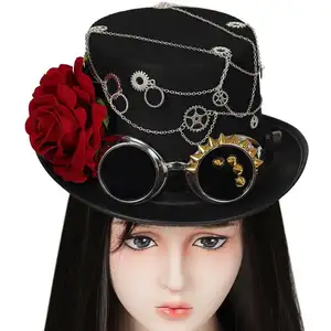 Cappello da uomo marrone nero scheletro di Halloween pirata modello di cappello ragno con teschio per la vendita