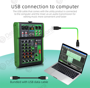 Professional 4-Channel <strong>Audio</strong> Mixer DJ Console Wired <strong>Handheld</strong> Microphone for Stage Studio PC Recording <strong>Audio</strong> <strong>Interface</strong> - Product Image 2