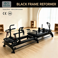 Reformer Pilates Commercial en Aluminium Noir pour Studio et Salle de Sport