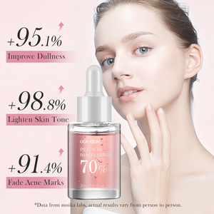 OEM Pêche 70% Niacinamide Sérum 30ml Blanchiment Visage Essence Solution Beauté Brillance Peau Terne Améliorer La Peau Sérum Visage - Product Image 3