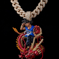 Pendentif Hip Hop Dragon Cartoon Iced Out en Moissanite VVS Premium, Pendentif Émail 3D Coloré pour Hommes, Bijoux Style Urbain Rapper