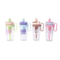 Gobelet à eau réutilisable en plastique transparent de 40 oz pour la randonnée en plein air, idéal pour les sports d'été