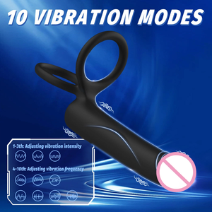 Vibrador Anal de Doble Anillo con Textura 3D Certificado por la CE, 10 Modos de Vibración, Masajeador de Punto G de Silicona, Juguete Sexual para Adultos - Product Image 2