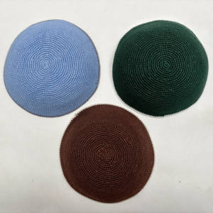 Chapeau Kippah au <span class=keywords><strong>crochet</strong></span> <span class=keywords><strong>DMC</strong></span> noir élégant pour hommes garçons et enfants 100% coton pour Kippah personnalisé - Product Image 4