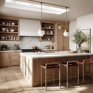 High End Wood Kitchen Design <strong>Oak</strong> Wood Kitchen Cabinets Bedroom Furniture Wardrobe - Product Image 5