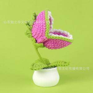 Decoración del hogar hecho a mano tejido artificial flores falsas ramo simulado eterno hilo de lana Hombre comedor Flor de punto - Product Image 3