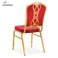Vente en gros de meubles d'hôtel chaises et tables de banquet en métal empilables de luxe pour cérémonies de mariage rouge pour événements