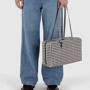 Custom Size Logo Design Black White <b>Nylon</b> <b>Zipper</b> Durable Portable All Seasons Carry All Shoulder <b>Tote</b> Bowler <b>Bag</b> for Daily - Product Image 3
