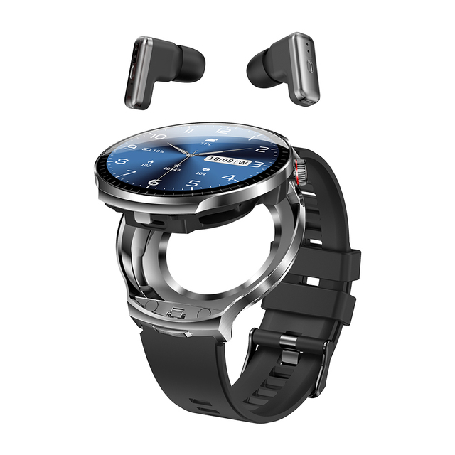 TKYUAN TWS Smart Watch Earbuds 2-in-1 IP67 Waterproof Silica Gel TFT Display AI Voice Assistant Fitness Sleep Tracker Calendar