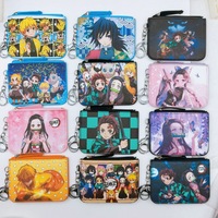 Nouveau style créatif, portefeuille à fermeture éclair, motif dessin animé mignon démon, porte-monnaie portable anti-perte pour enfants avec porte-cartes et porte-clés