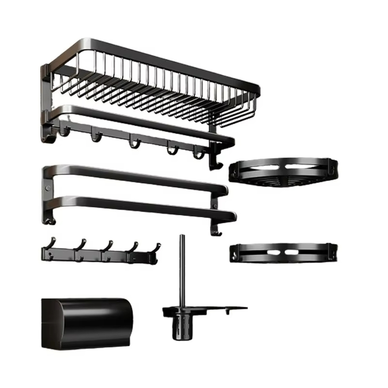 Matte Black Aluminum Folding Bathroom Accessory