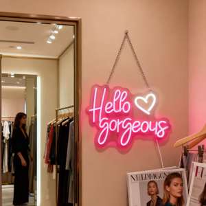 Lampe murale LED lumineuse pour chambre à coucher, style boutique, avec inscription '<span class=keywords><strong>Hello</strong></span> Gorgeous', néon décoratif. - Product Image 3