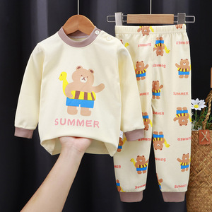 Vente en gros - Ensemble de <span class=keywords><strong>pyjama</strong></span> pour enfants, garçons et filles, en coton tricoté à manches longues, avec un motif de dessin animé mignon, pour l'automne et l'hiver - Product Image 2