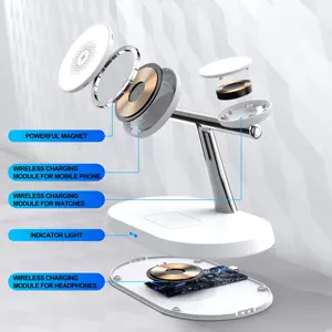 Hot Selling 3 In 1 Magnetic Fast Wireless Charger Station Wholesale Smart Strong Magnetic Phone Charging Wireless Charger