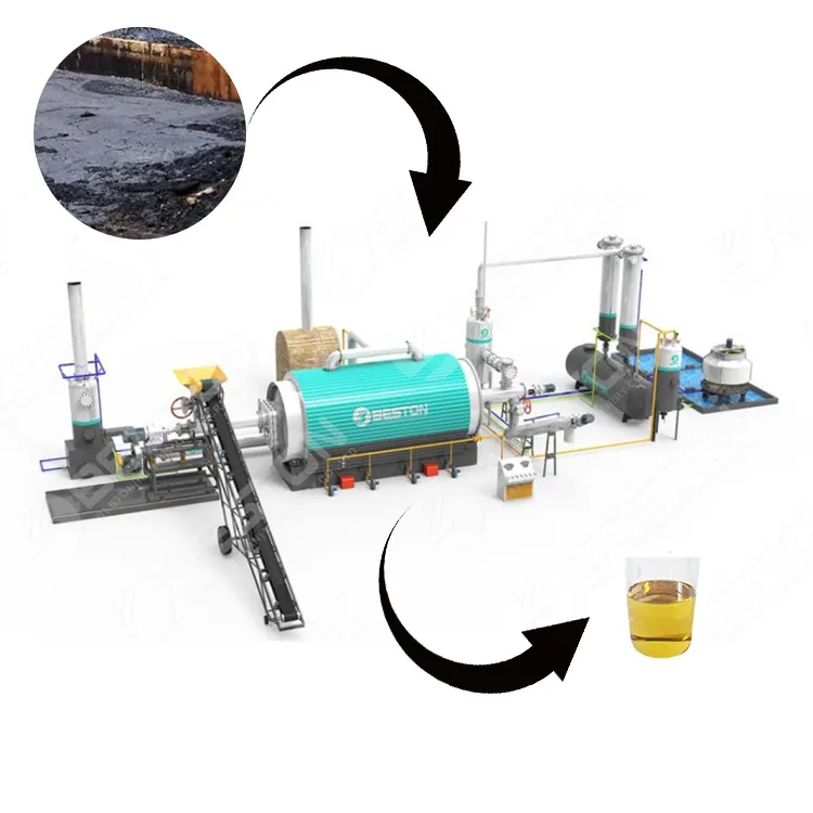 Unidad de desorción térmica Beston Group, aceite de motor residual, planta de pirólisis de lodos de aceite industrial para fuel oil