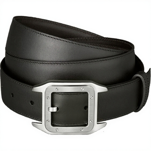Custom Black Cowhide Leather Belt Square Steel Pin Buckle Casual <b>Jeans</b> Waist Belt for Men - Product Image 3