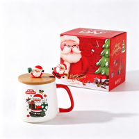 Ensemble de tasses en céramique créatives pour Noël avec motif Père Noël, résistantes aux hautes températures, boîte cadeau incluant tasse, couvercle et cuillère