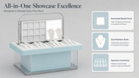 Vitrine de présentation de bijoux de luxe personnalisée avec éclairage LED, présentoirs à colliers, comptoir modulaire pour boutique de détail