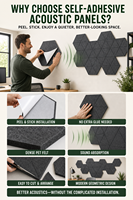 Panneaux acoustiques hexagonaux autocollants 18 pièces TONOR, absorbeurs de son 100% fibre de polyester haute densité 30x26x1cm, studio, bureau