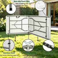 Table pliable légère de 5 pieds avec poignée intégrée et pieds en acier pour hôtel, fête, mariage, événements, pique-nique et camping en plein air