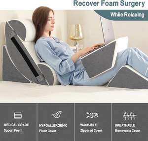 ชุดหมอนรองหลังแบบลิ่ม 6 ชิ้น สำหรับการนอน ปรับระดับได้ ทำจากเมมโมรี่โฟม รองรับร่างกาย หลัง และขา - Product Image 6