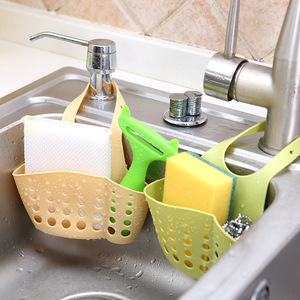 Kitchen Storage <b>Rack</b> Adjustable Snap Button Plastic Multi Hole Hangable <b>Sink</b> Bag For Neatening Storage - Product Image 1