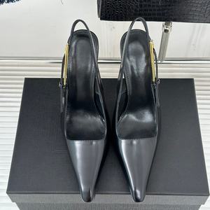 Zapatos de tacón alto de metal con punta y hebilla para mujer, sandalias sexys con recortes laterales, proveedor mayorista de alta calidad - Product Image 3