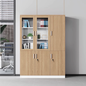Armoire <span class=keywords><strong>de</strong></span> classement moderne en bois, design simple et élégant, <span class=keywords><strong>avec</strong></span> porte en verre transparent et panneau <span class=keywords><strong>de</strong></span> verrouillage, idéale pour le <span class=keywords><strong>rangement</strong></span> <span class=keywords><strong>de</strong></span> <span class=keywords><strong>bureau</strong></span> - Nouveauté ! - Product Image 4