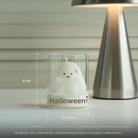 Ensemble de parfums artisanaux en verre en forme de tasse, thème fantôme, pour Halloween, avec bougie décorative miniature en boîte cadeau, idéal pour les souvenirs transfrontaliers