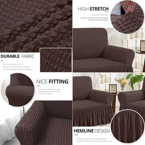 Capas para Sofá Bege Laváveis e Elásticas Protetor de Móveis Durável com Saia Estilo Country - Product Image 6