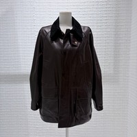 Veste en cuir décontractée pour femme, coupe ample, imperméable, avec col en laine, doublure à carreaux, style chemise, pour le quotidien – Collection Factory Outlet