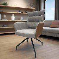 Chaise de salle à manger en tissu de coton de style italien, luxe léger, dossier pivotant, pieds en métal - Design minimaliste moderne pour la maison et le bureau