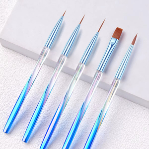 Ensemble de pinceaux pour nail art de 7 à 20 mm, poils en nylon, manche en métal, pinceaux pour peinture au gel acrylique pour manucure - Product Image 1