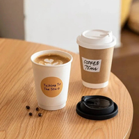 Gobelets à café jetables à double paroi, biodégradables, de qualité alimentaire, recyclables, avec logo personnalisé, pour boissons chaudes/froides, 4oz-16oz