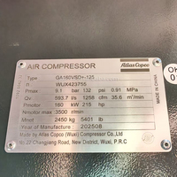 Compresor de Aire de Tornillo de Velocidad Variable Atlas Copco GA160 VSD+, 160 kW, 8.6 bar, Máquina Industrial de Ahorro de Energía