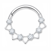 Anneau de nez Mitu en titane de qualité implantaire ASTM F136 plaqué or 18 carats, piercing clicker à segment articulé, cadeau de mariage et de fiançailles